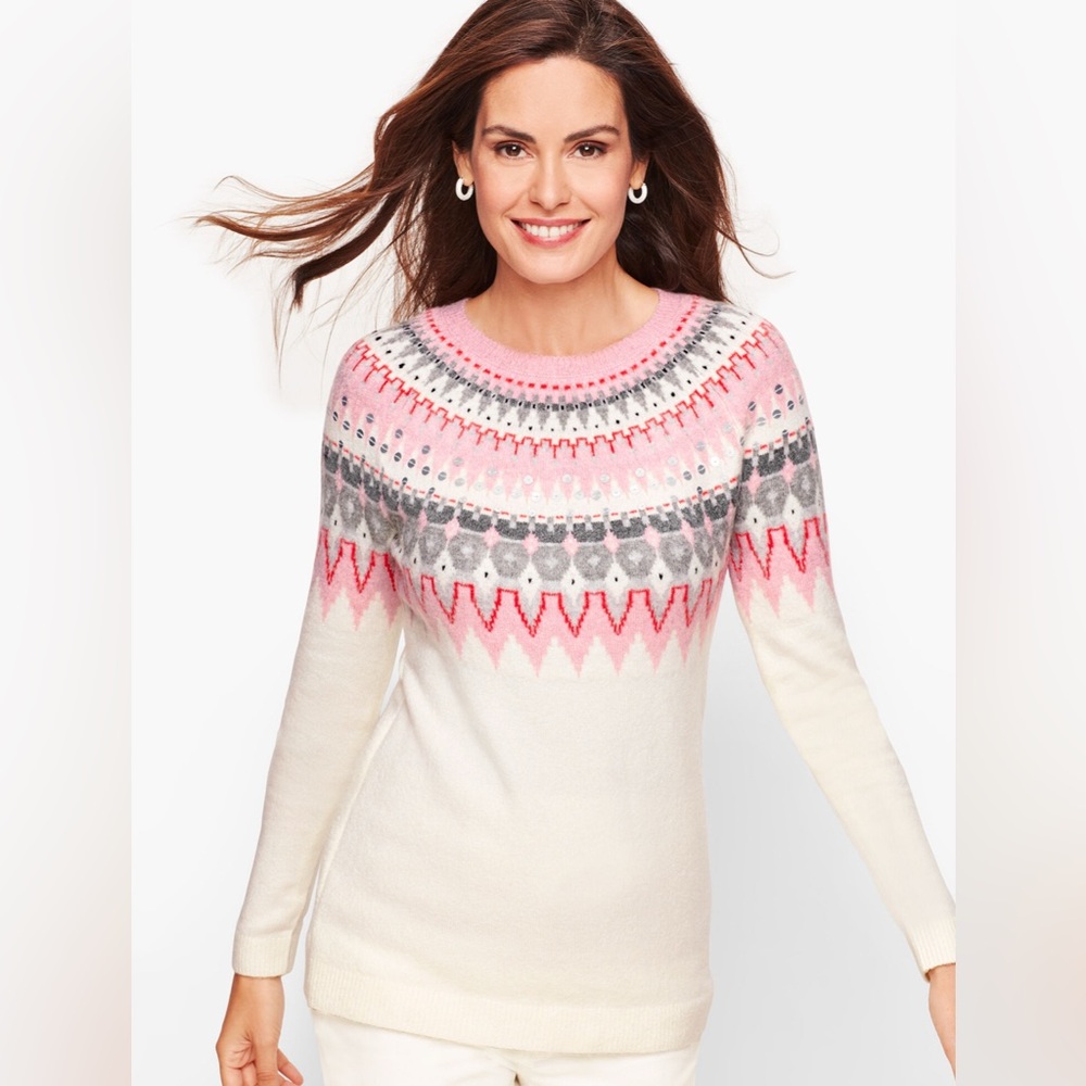 NWOT TALBOTS Icicle Fair Isle Sweater sz XS
